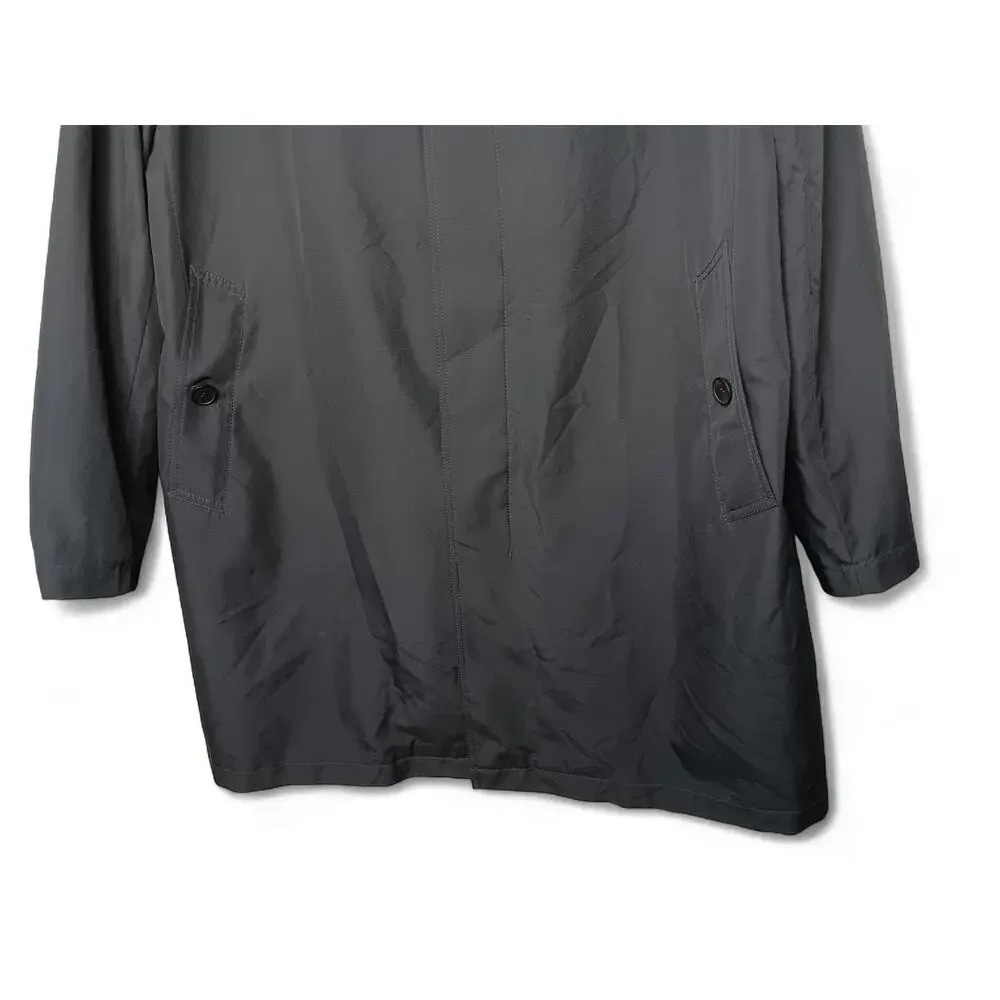 Cole Haan Men's Black Lightweight Trench Coat Size XL Water Resistant Button